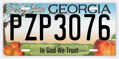 GA license plate PZP3076