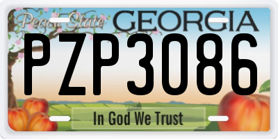 GA license plate PZP3086