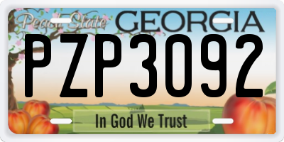 GA license plate PZP3092