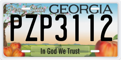 GA license plate PZP3112