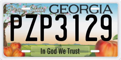 GA license plate PZP3129