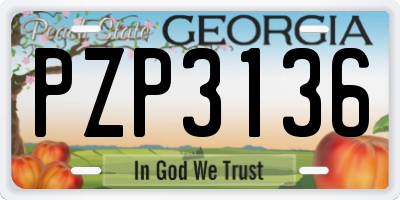 GA license plate PZP3136
