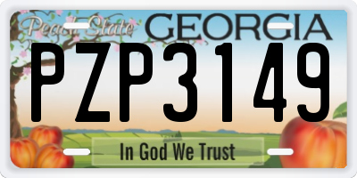 GA license plate PZP3149