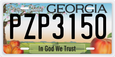 GA license plate PZP3150