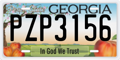 GA license plate PZP3156