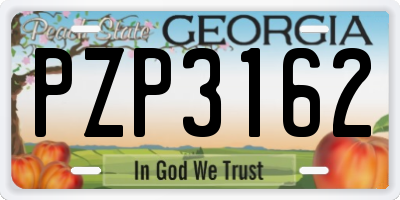 GA license plate PZP3162