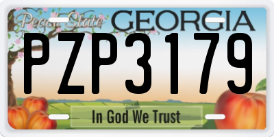 GA license plate PZP3179