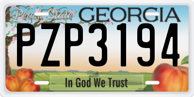 GA license plate PZP3194