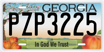 GA license plate PZP3225