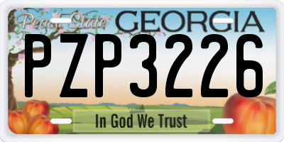 GA license plate PZP3226