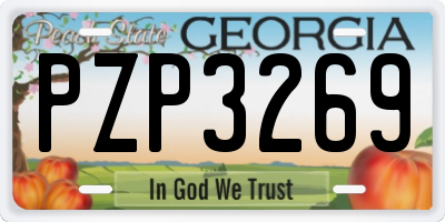GA license plate PZP3269