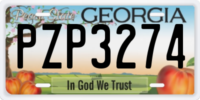 GA license plate PZP3274
