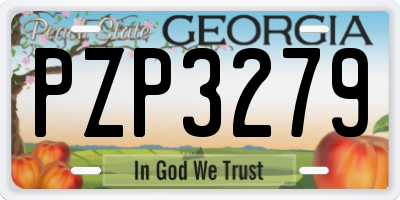 GA license plate PZP3279