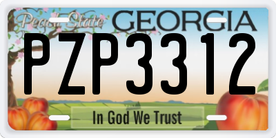 GA license plate PZP3312