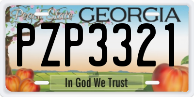 GA license plate PZP3321