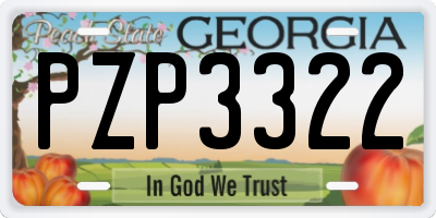 GA license plate PZP3322