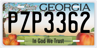 GA license plate PZP3362