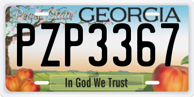 GA license plate PZP3367