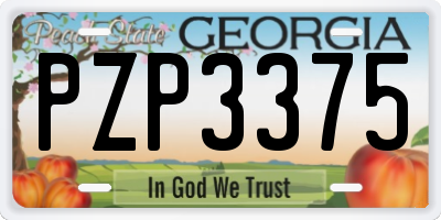 GA license plate PZP3375