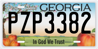 GA license plate PZP3382