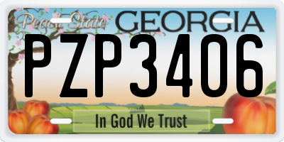 GA license plate PZP3406