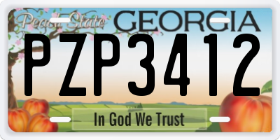 GA license plate PZP3412