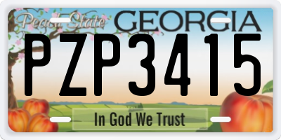 GA license plate PZP3415