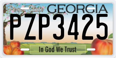 GA license plate PZP3425