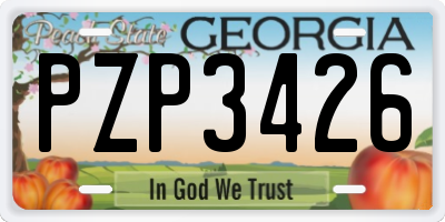 GA license plate PZP3426