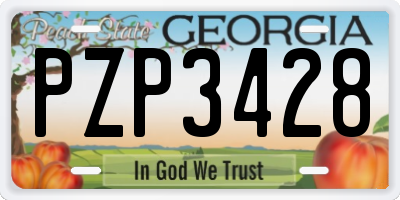 GA license plate PZP3428
