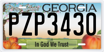 GA license plate PZP3430