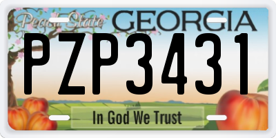 GA license plate PZP3431