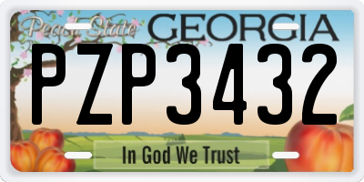 GA license plate PZP3432