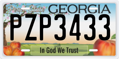 GA license plate PZP3433