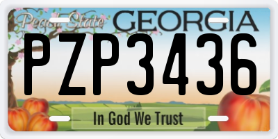 GA license plate PZP3436