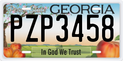 GA license plate PZP3458