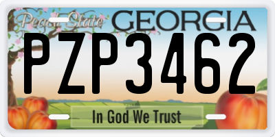 GA license plate PZP3462