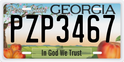 GA license plate PZP3467