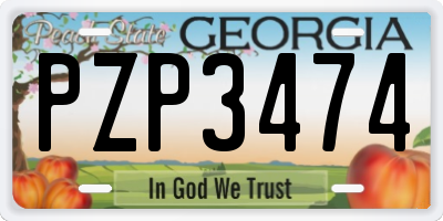 GA license plate PZP3474