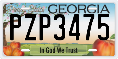 GA license plate PZP3475