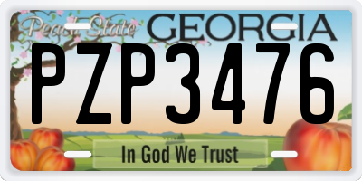GA license plate PZP3476