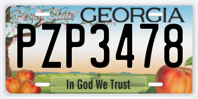 GA license plate PZP3478
