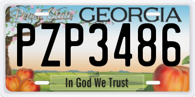 GA license plate PZP3486