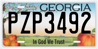 GA license plate PZP3492