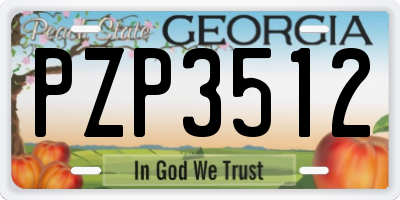 GA license plate PZP3512