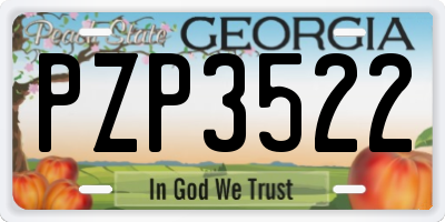 GA license plate PZP3522