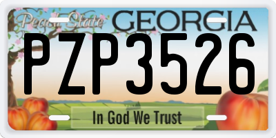 GA license plate PZP3526