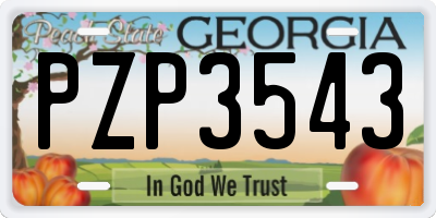 GA license plate PZP3543