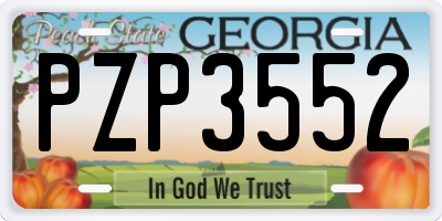GA license plate PZP3552