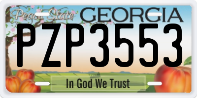 GA license plate PZP3553